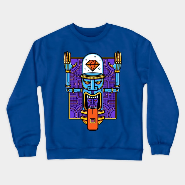 Space Tiki COLOR Crewneck Sweatshirt by strangethingsa